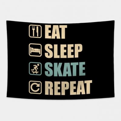 Eat Sleep Skate Repeat Funny Skate Lovers Gift Tapestry Official Skateboard Merch