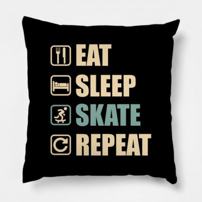 Eat Sleep Skate Repeat Funny Skate Lovers Gift Throw Pillow Official Skateboard Merch