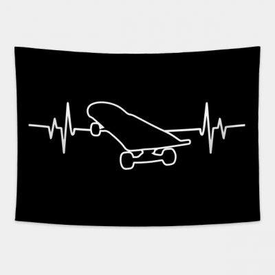 Skateboard Heartbeat Cool Funny Skater Gift Tapestry Official Skateboard Merch