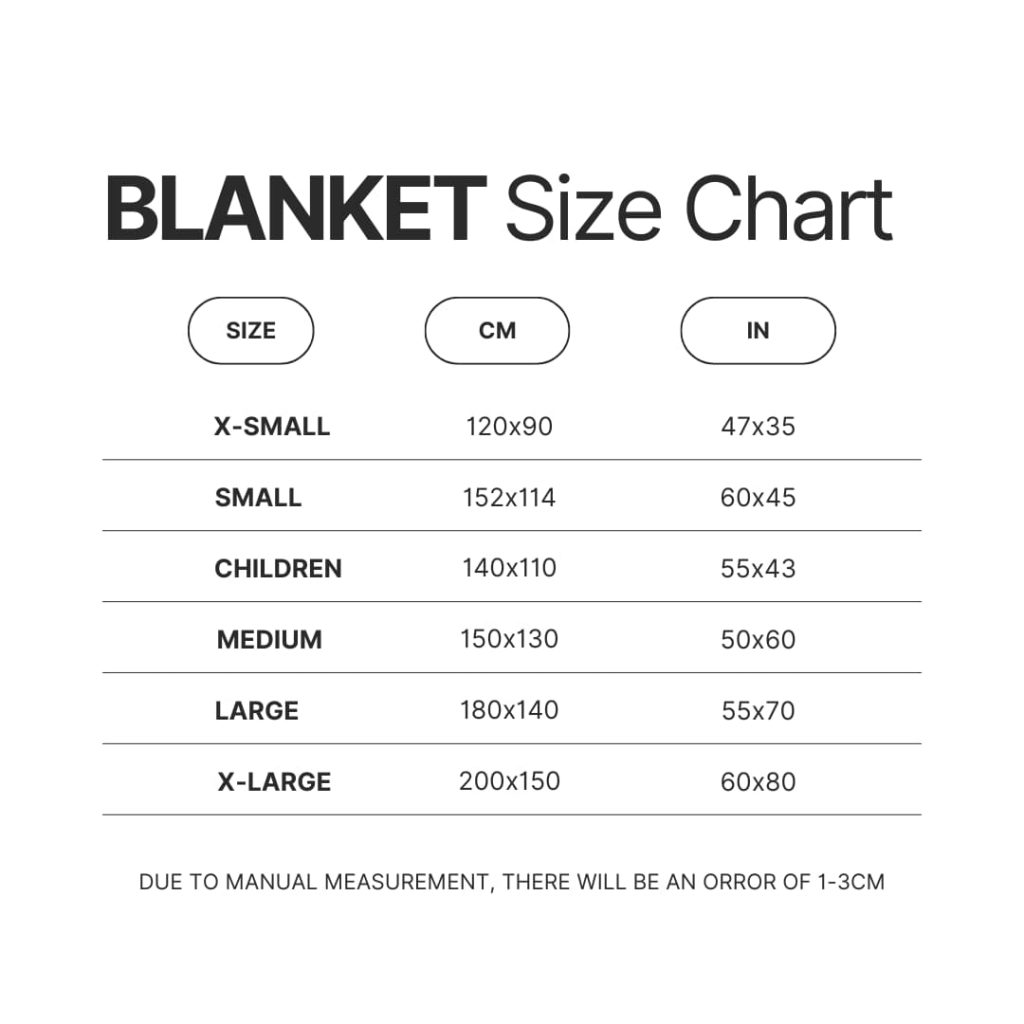 Blanket Size Chart - Skateboard Gifts Store