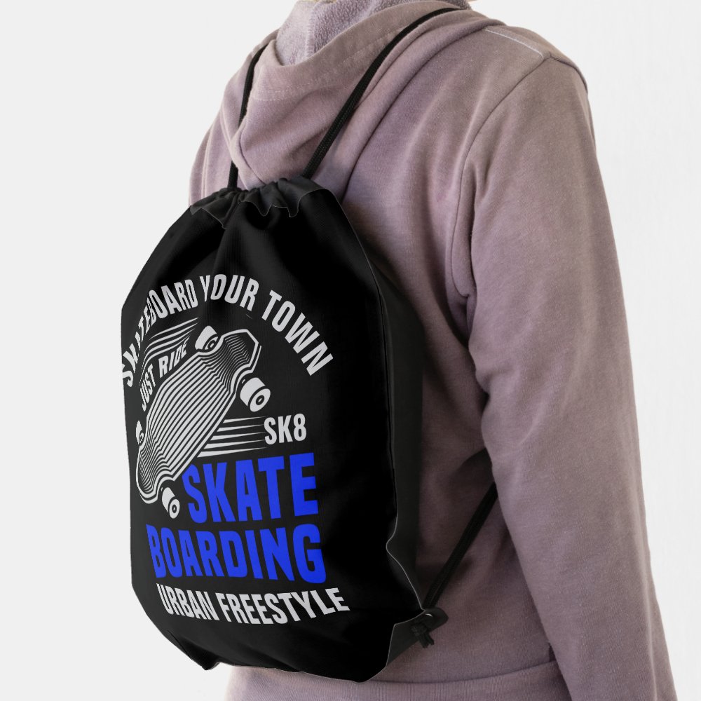add city name text skateboard urban freestyle drawstring bag r97281067891748dcaed01ad7aa6176be qwkt5 1000 - Skateboard Gifts