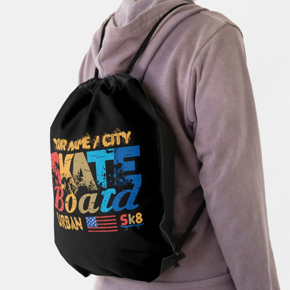 add name city text skateboard urban sk8 distressed drawstring bag r2186f26bb7b14408af440b3574ffa470 qwkt5 1000 - Skateboard Gifts