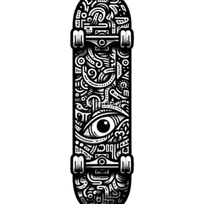 Intricate Tribal Design On Skateboard Tote Bag Official Skateboard Merch