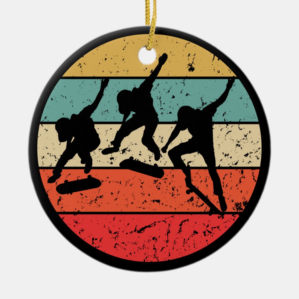 skateboarding vintage retro skateboarder ceramic ornament - Skateboard Gifts