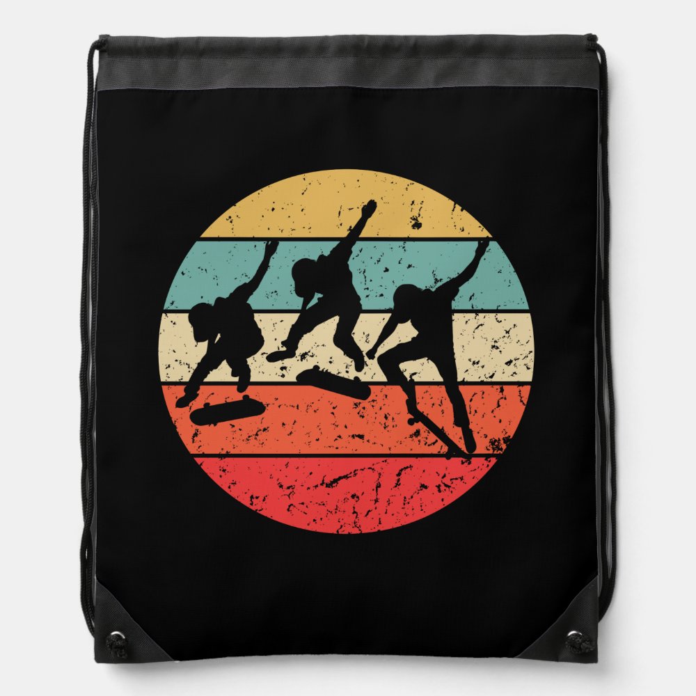 skateboarding vintage retro skateboarder drawstring bag - Skateboard Gifts