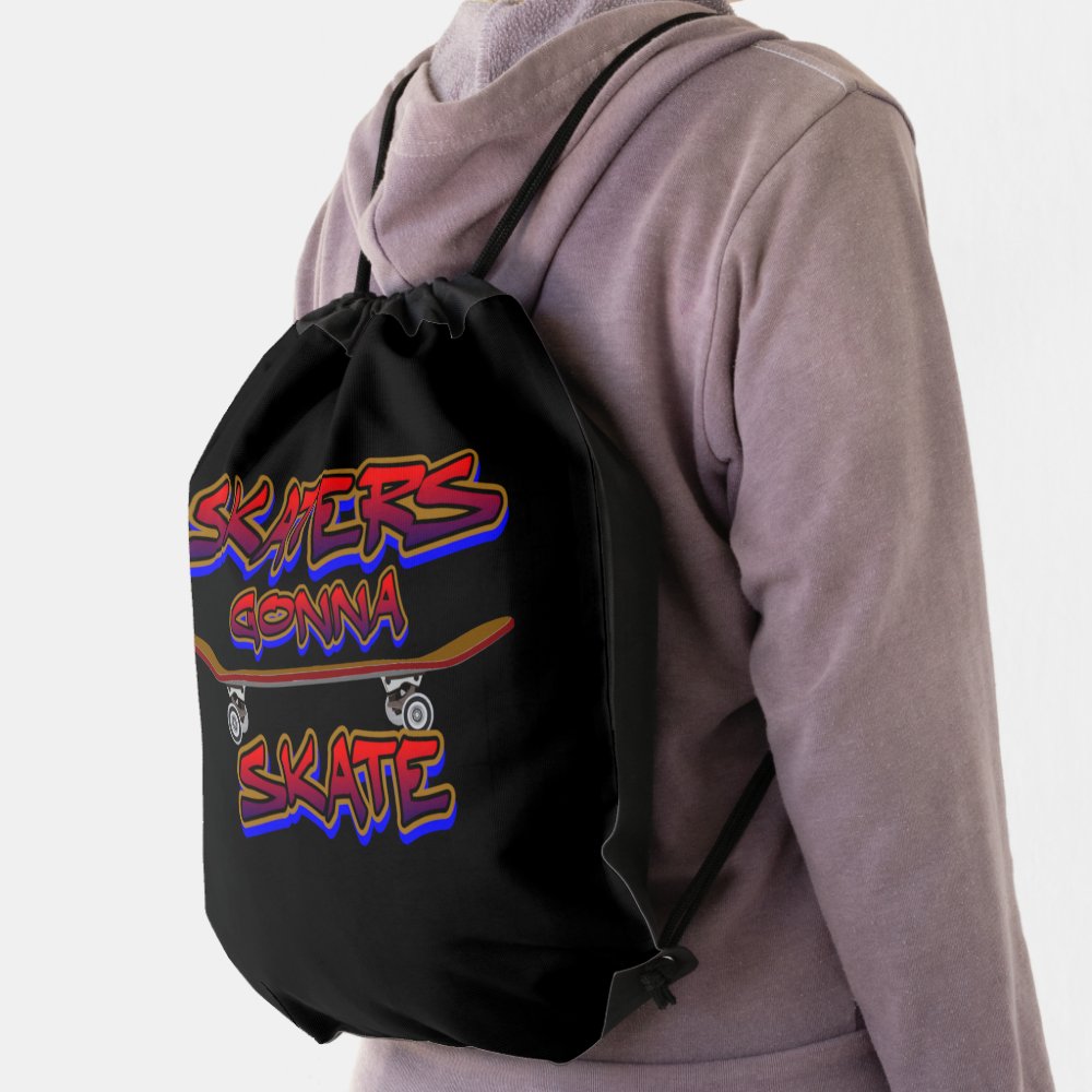 skaters gonna skate skateboard red blue graffiti drawstring bag rf1fa5acbdf1e4e16b1bf41859604d506 qwkt5 1000 - Skateboard Gifts