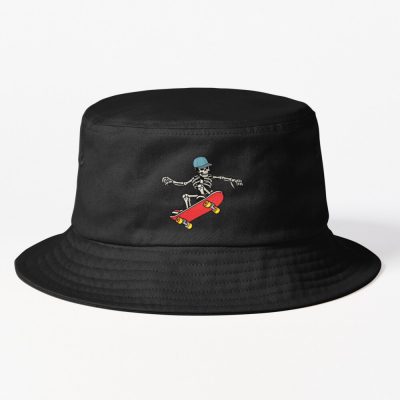 Skeleton On A Skateboard Bucket Hat Official Skateboard Merch