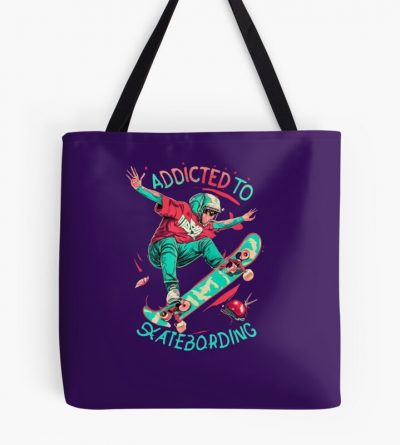 Addicted To Skateboarding Tote Bag Official Skateboard Merch