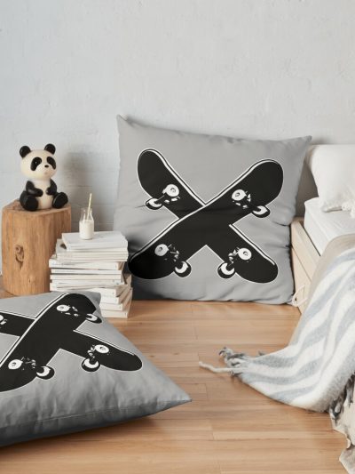 Skate X Throw Pillow Official Skateboard Merch