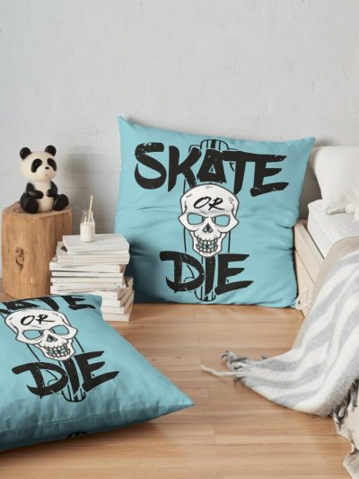 Skateboard And Skull 2 Throw Pillow Official Skateboard Merch