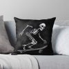 Hooligan Skeleton Riding On A Skateboard Throw Pillow Official Skateboard Merch