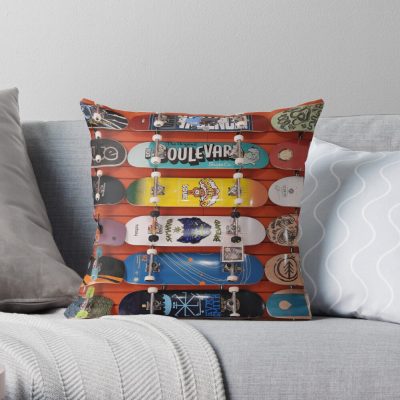 Skateboards Throw Pillow Official Skateboard Merch