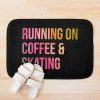 Skateboarding Running On Coffee And Skating In Watercolor Bath Mat Official Skateboard Merch