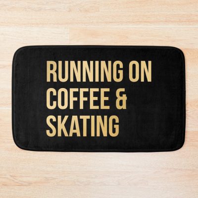 Skateboarding Running On Coffee And Skating In Gold Bath Mat Official Skateboard Merch