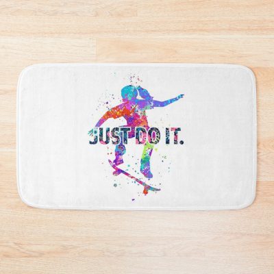 Skateboarding Bright Watercolor Bath Mat Official Skateboard Merch