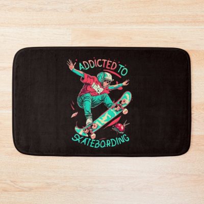 Addicted To Skateboarding Bath Mat Official Skateboard Merch