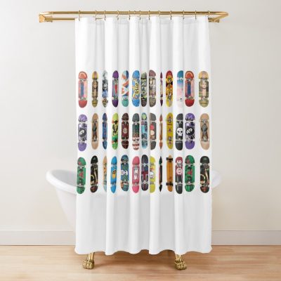 Skateboard Print Shower Curtain Official Skateboard Merch