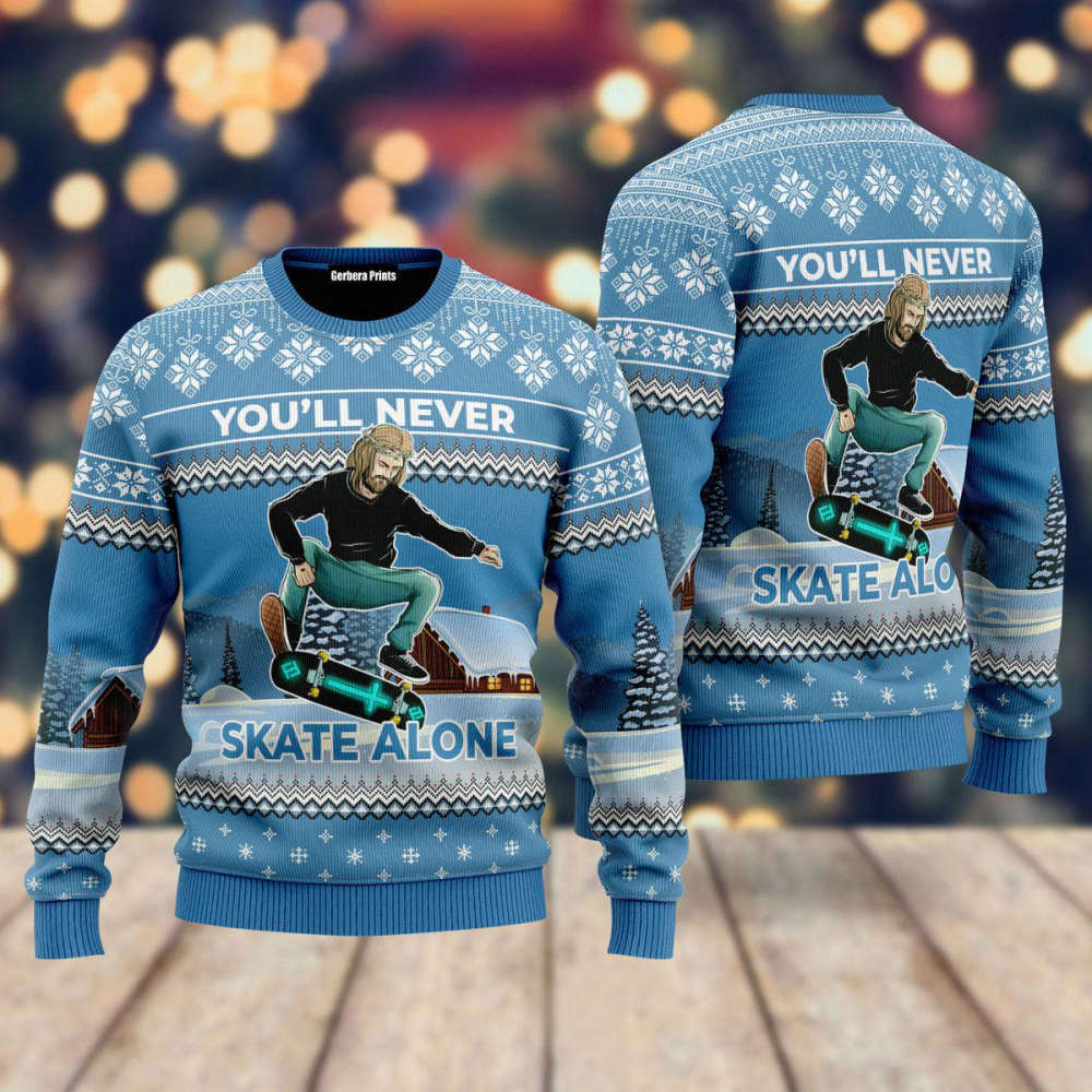 Funny Jesus Skateboarding Ugly Christmas Sweater